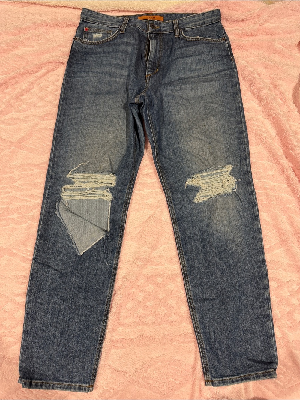 Joe's Jeans Slim Straight Distressed Blue Denim